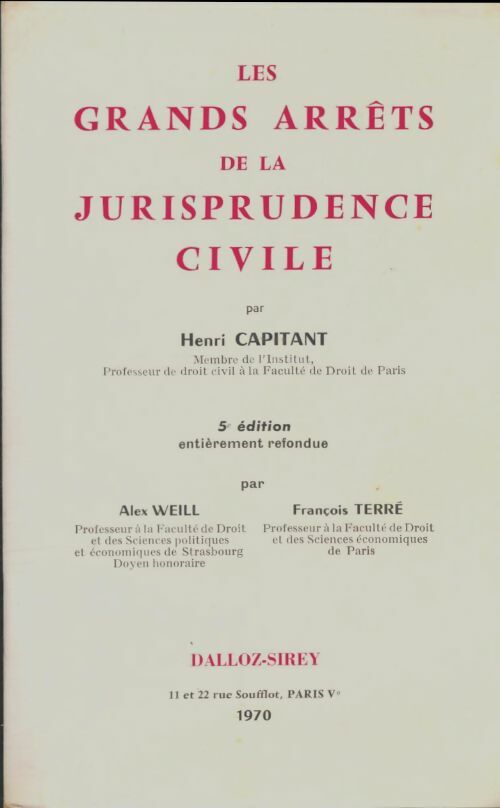 Livrenpoche : Les grands arrêts de la jurisprudence civile - Henri Capitant - Livre