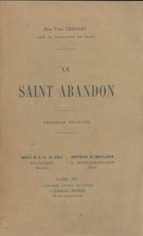 Livrenpoche : Le saint abandon - Dom Vital Lehodey - Livre
