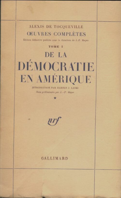 Livrenpoche : De la démocratie en Amérique Tome I - Alexis De Tocqueville - Livre