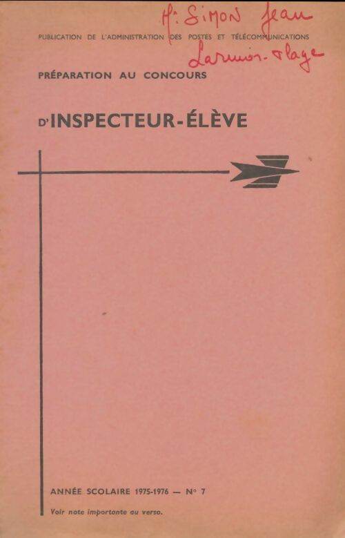 Livrenpoche : Préparation au concours d'inspecteur-élève n°7 - Collectif - Livre