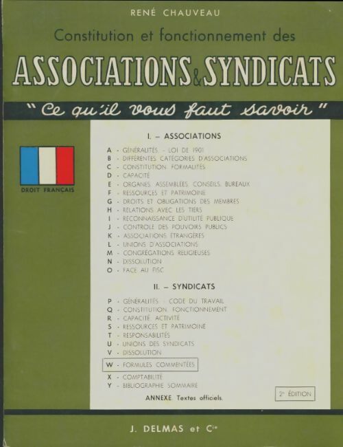 Livrenpoche : Constitution et fonctionnement des associations & syndicats - René Chauveau - Livre