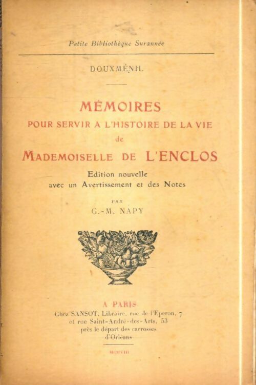 Livrenpoche : Mémoires pour servir à l'histoire de la vie de Mademoiselle de l'Enclos - Douxménil - Livre
