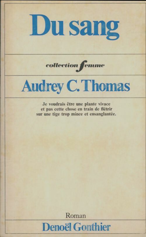 Livrenpoche : Du sang - Audrey C Thomas - Livre
