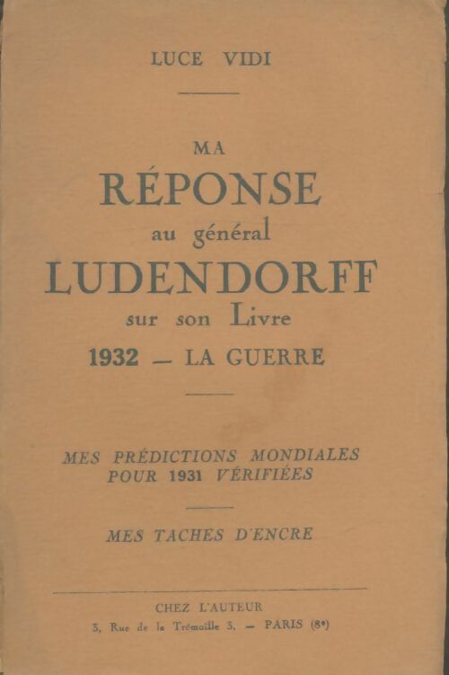 Livrenpoche : Une réponse au général Ludendorff - Luce Vidi - Livre