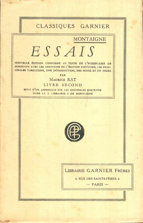 Livrenpoche : Essais Tome II - Montaigne - Livre