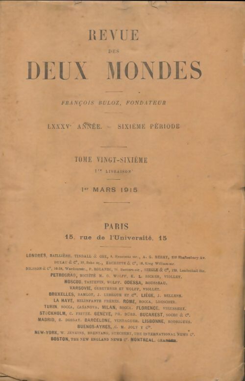 Livrenpoche : Revue des deux mondes mars 1915 - Collectif - Livre