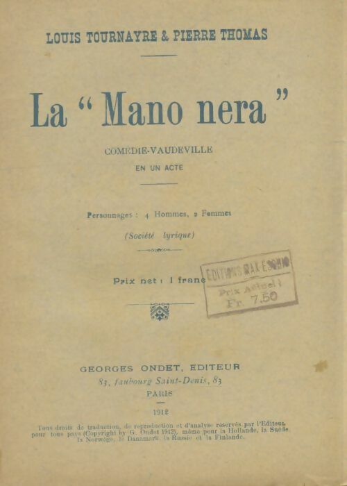Livrenpoche : La mano nera - Pierre Thomas - Livre