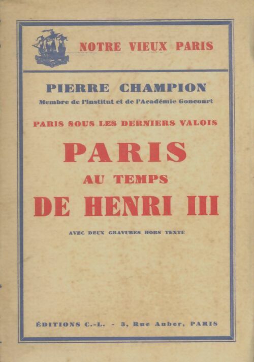 Livrenpoche : Paris au temps de Henri III - Pierre Champion - Livre