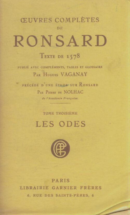 Livrenpoche : Oeuvres complètes Tome III - Pierre De Ronsard - Livre