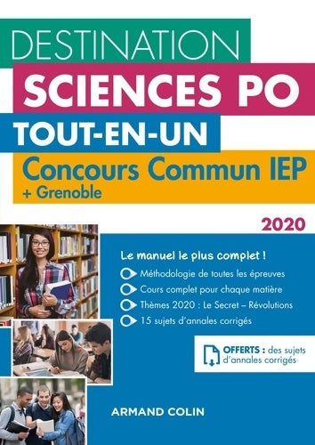 Livrenpoche : Destination Sciences Po - Concours commun IEP 2020 + Grenoble : Tout-en-un - Dimitri Delarue - Livre