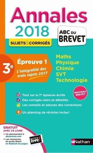 Livrenpoche : Annales ABC du BREVET 2018 - épreuve 1 - Carole Feugère - Livre