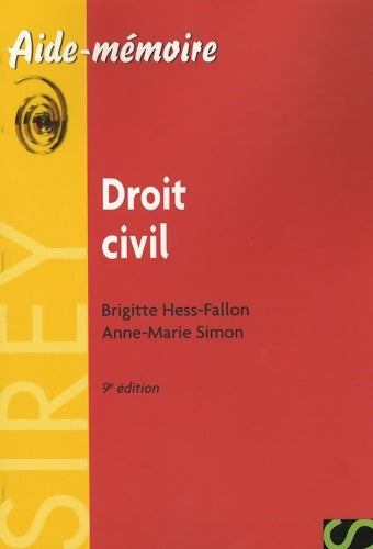 Livrenpoche : Droit civil : Edition 2007 - Brigitte Hess-Fallon - Livre
