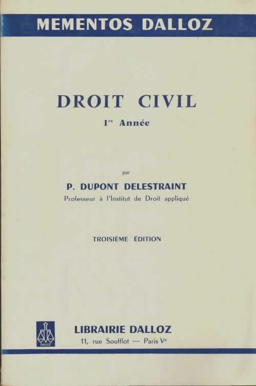 Livrenpoche : Droit civil 1re année - Pierre Dupont Delestraint - Livre