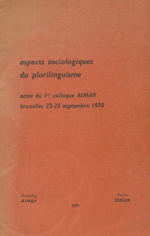 Livrenpoche : Aspects sociologiques du plurilinguisme - Collectif - Livre
