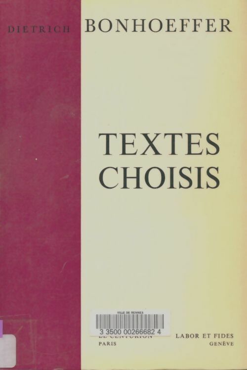 Livrenpoche : Textes choisis - Dietrich Bonhoeffer - Livre