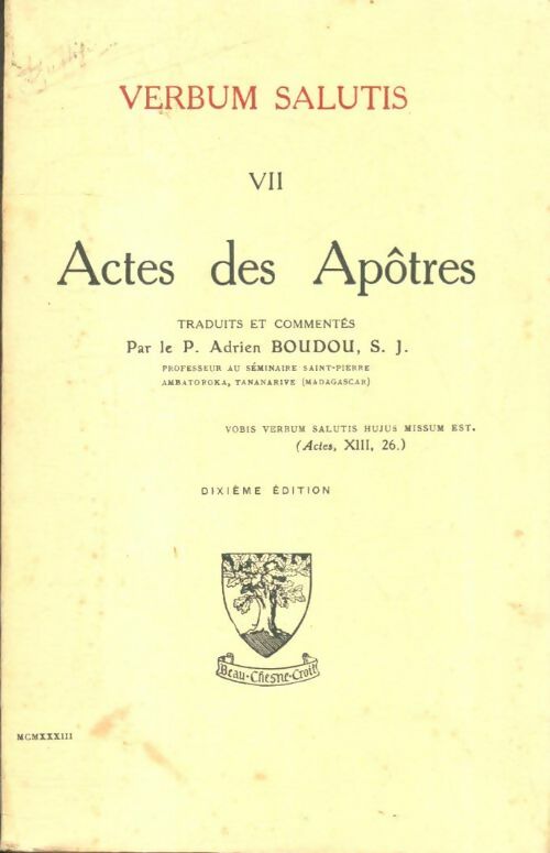 Livrenpoche : Verbum salutis Tome VII : Actes des Apôtres - Père Adrien Boudou - Livre