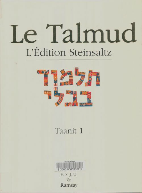 Livrenpoche : Le Talmud Tome IV : Taanit 1 - Adin Steinsalz - Livre