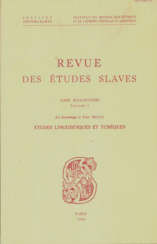 Livrenpoche : Revue des études slaves Tome LX - Collectif - Livre