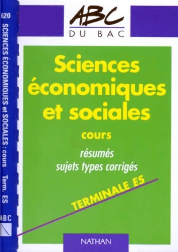 Livrenpoche : ABC Sciences économiques et sociales terminale ES : Cours - Berthinier - Livre