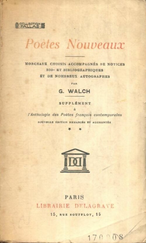 Livrenpoche : Poètes nouveaux - G. Walch - Livre