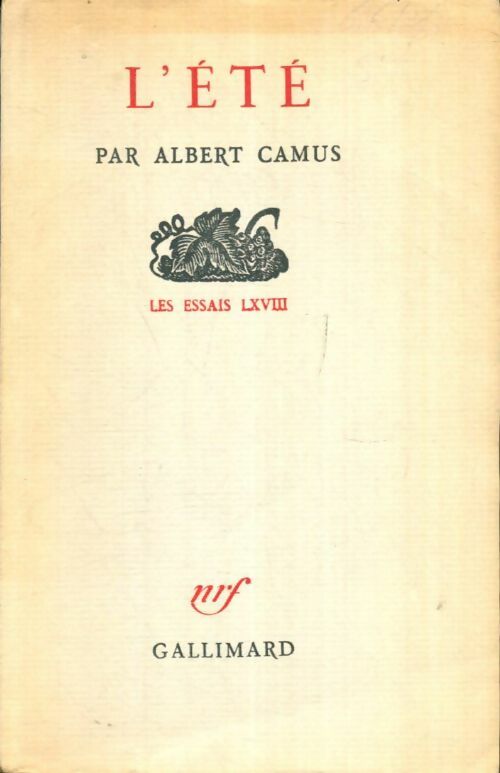 Livrenpoche : Les essais Tome LXVIII : L'été - Albert Camus - Livre