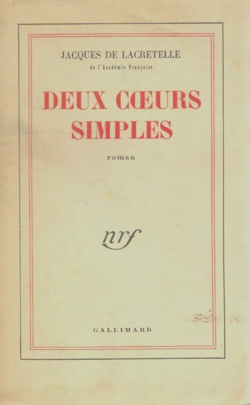 Livrenpoche : Deux coeurs simples - Jacques De Lacretelle - Livre