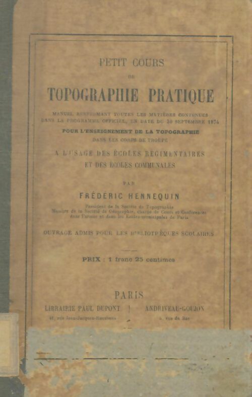 Livrenpoche : Petit cours de topographie pratique - Frédéric Hennequin - Livre