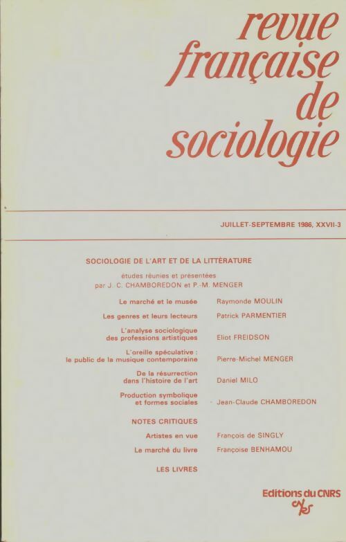 Livrenpoche : Revue française de sociologie n°XXVII-3 - Collectif - Livre
