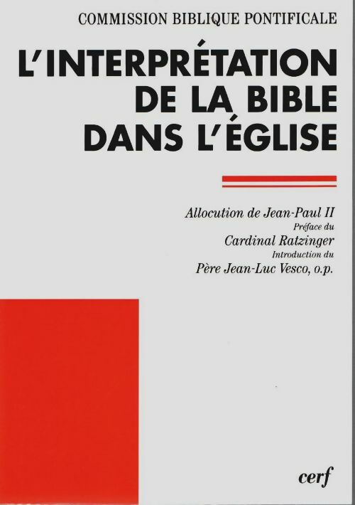 Livrenpoche : L'interprétation de la Bible dans l'église - Jean-Luc Vesco - Livre