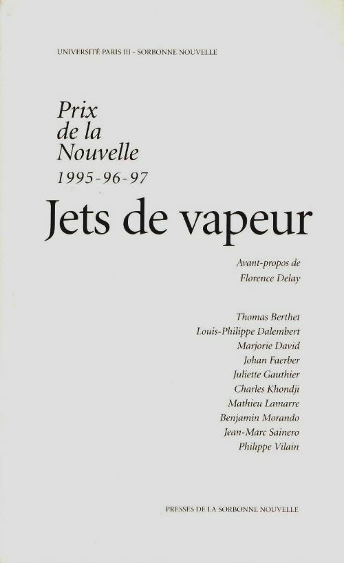 Livrenpoche : Jets de vapeur - Université De La Sorbonne Nouvelle - Livre