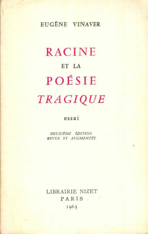 Livrenpoche : Racine et la poésie tragique - Eugène Vinaver - Livre