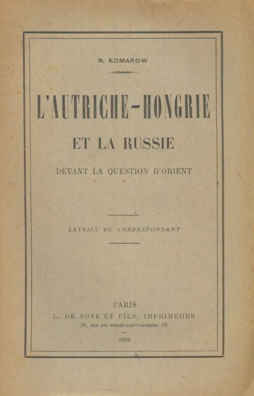 Livrenpoche : L'Autriche-Hongrie et la Russie - N Komarow - Livre