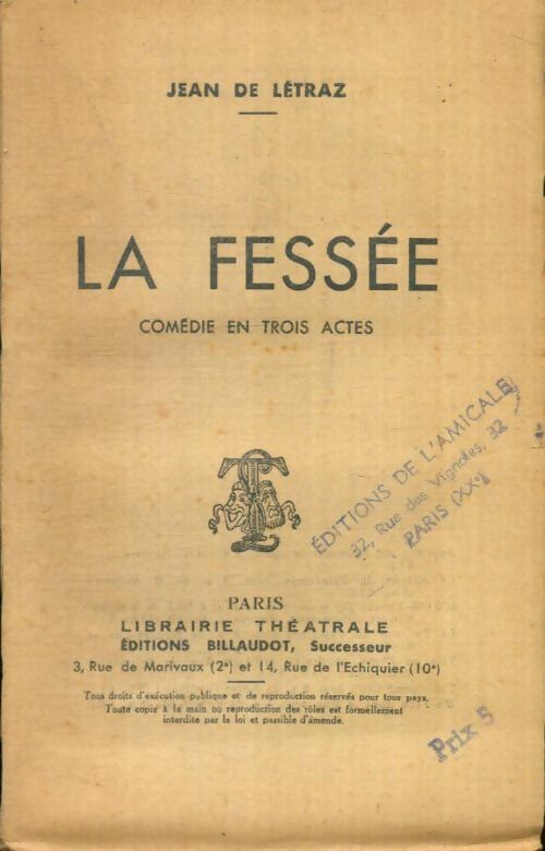 Livrenpoche : La fessée - Jean De Létraz - Livre