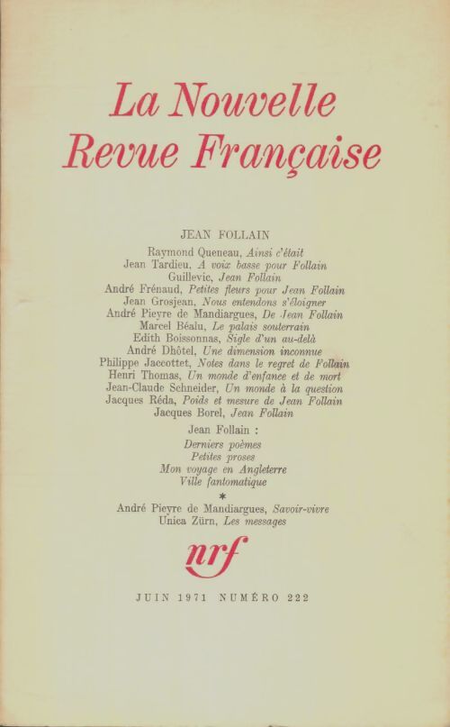 Livrenpoche : La nouvelle nouvelle revue française n°222 - Collectif - Livre