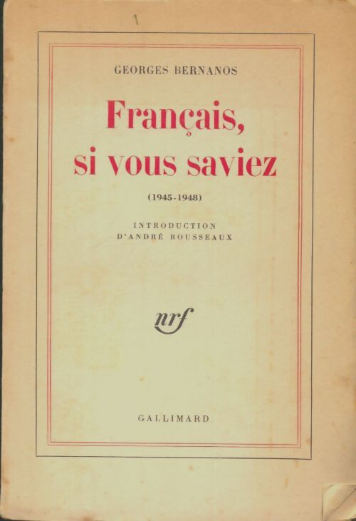 Livrenpoche : Français, si vous saviez - Georges Bernanos - Livre