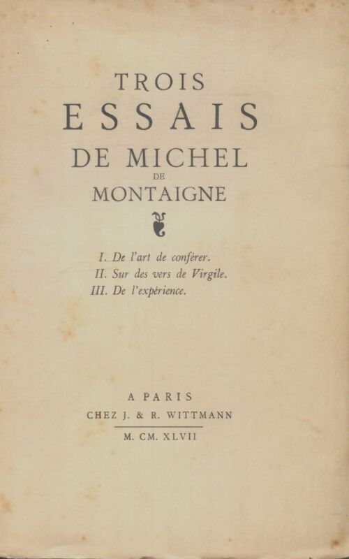 Livrenpoche : Trois essais - Michel De Montaigne - Livre