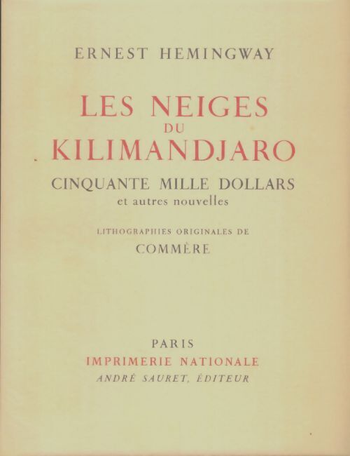 Livrenpoche : Les neiges du Kilimandjaro - Ernest Hemingway - Livre