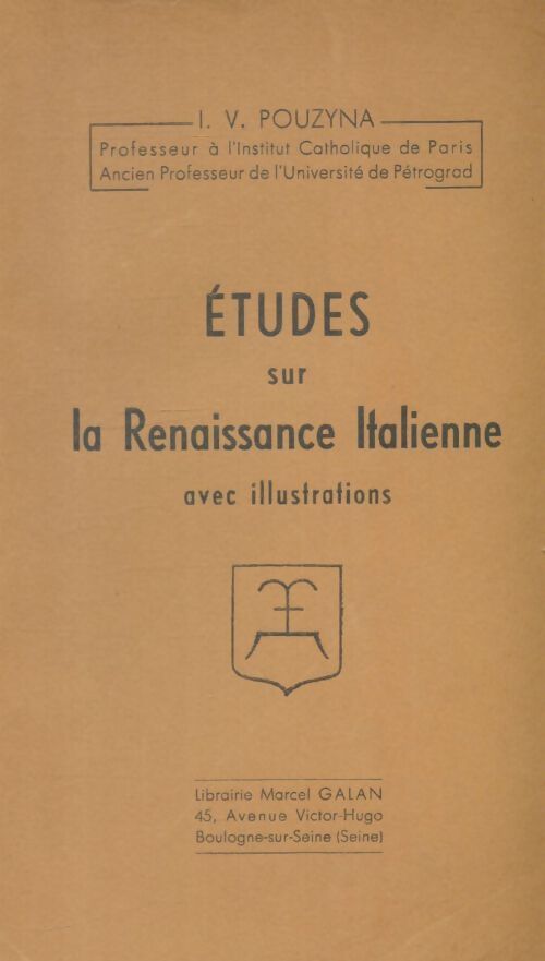 Livrenpoche : Études dur la renaissance italienne - I.V Pouzyna - Livre