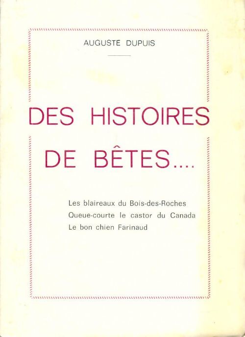 Livrenpoche : Des histoires de bêtes ... - Auguste Dupuis - Livre