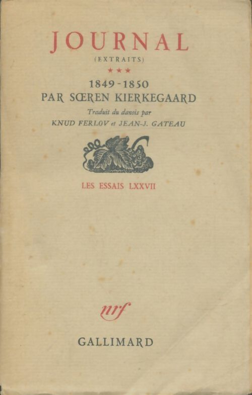 Livrenpoche : Journal ( extraits ) Tome III 1849-1850 - Sören Kierkegaard - Livre
