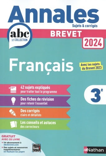 Livrenpoche : Annales ABC du Brevet 2024 - Français 3e - Sujets et corrigés + fiches de révisions - Thomas Bouhours - Livre