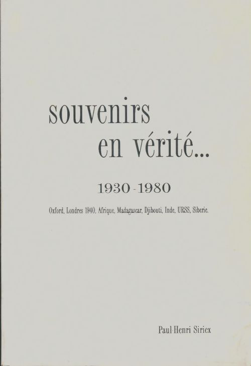 Livrenpoche : Souvenirs en vérité 1930-1980 - Paul-Henri Siriex - Livre