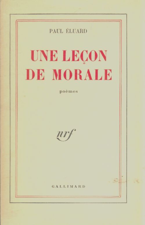 Livrenpoche : Une leçon de morale - Paul Eluard - Livre