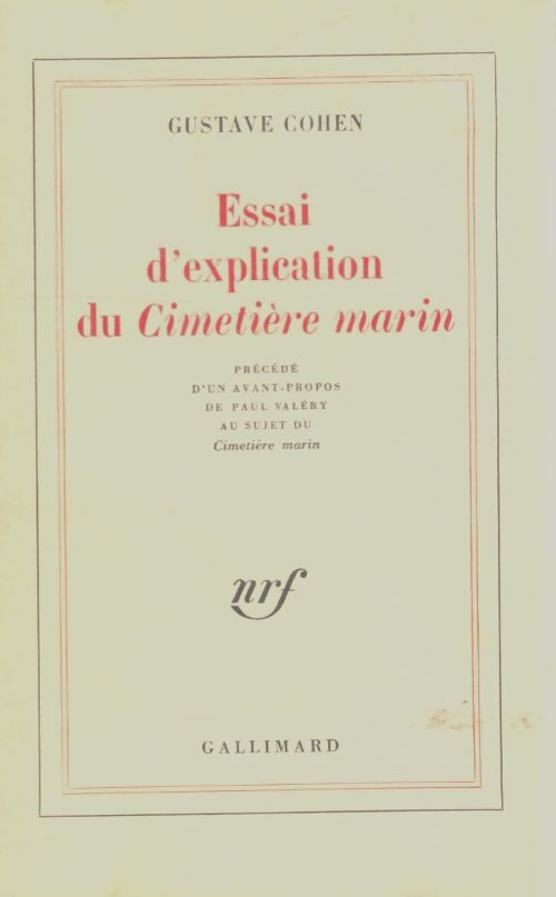 Livrenpoche : Essai d'explication du cimetière marin - Gustave Cohen - Livre