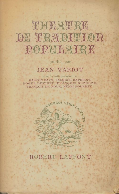 Livrenpoche : Théâtre de tradition populaire  - Jean Variot - Livre