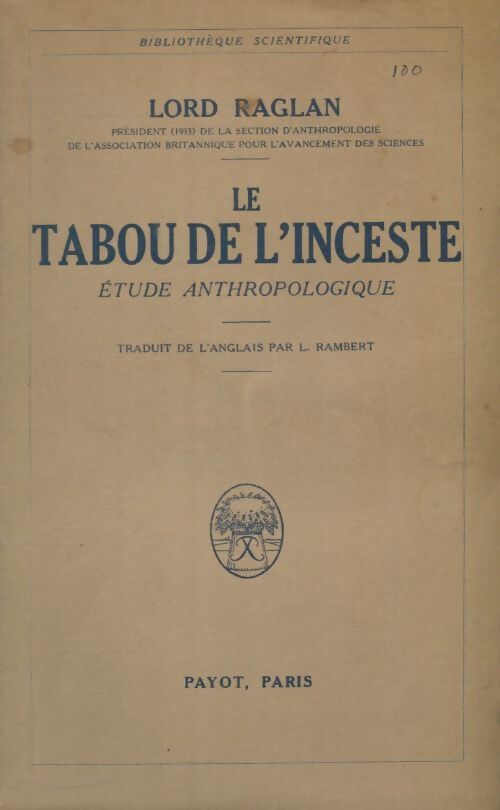 Livrenpoche : Le tabou de l'inceste  - Lord Raglan - Livre