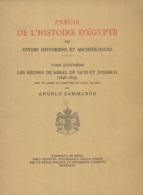 Livrenpoche : Précis de l'histoire d'Egypte Tome IV - Angelo Sammarco - Livre