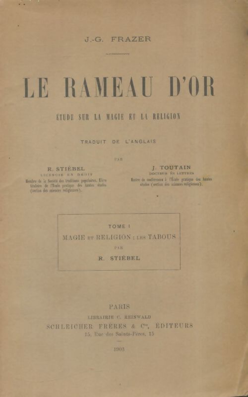 Livrenpoche : Le rameau d'or Tome I - J.G Frazer - Livre