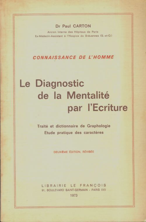Livrenpoche : Le diagnostique de la mentalité par l'écriture - Paul Carton - Livre