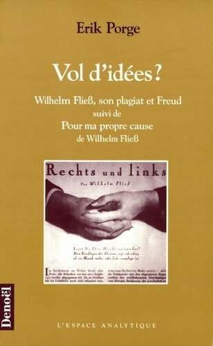 Livrenpoche : Vol d'idées ? : Wilhelm Fliess son plagiat et Freud - Erik Porge - Livre